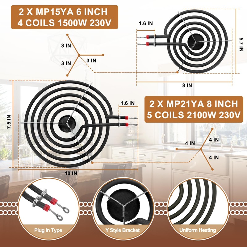 W10290350 W10290353 Porcelain Burner Drip Pans & MP22YA Electric Range
