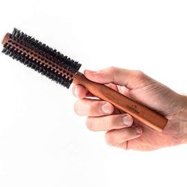 ZilberHaar - Styler - Cepillo redondo para barba y cabello - 1.3 pulgadas - Cerdas de jabalí puro y madera - Cepillo redondo - Cepillo de secado de ba