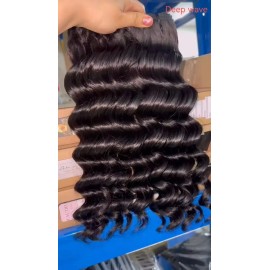 Factory Price Burmese Wavy Curl Deep Body Natural Straight Raw Indian Curly Human Hair Bundles for Hair Wholesalestyle: 1 bundle Deep wave, color: Natural black, Stretched Length: 10 inches