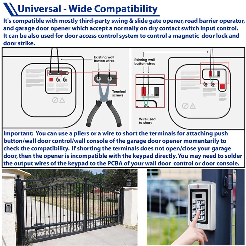 Haupowfo Universal Waterproof 12-24V AC/DC Metal Wired Keypad Stand Alone