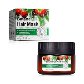 Hair Mask with Batana Oil, 2.1 Fl Oz - Deep Repair Conditioning Mask to Strengthen and Nourish Dry, Damaged & Frizzy Hair for All Hair Types, Biotin Hair Treatment