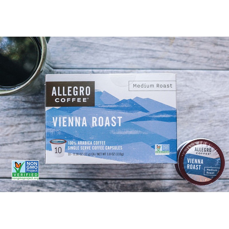 Allegro Coffee, Coffee Vienna Roast Pods 10 Count, 3.8 Ounce