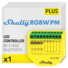 Shelly Plus RGBW PM | WiFi Smart Remote Control for RGBW Led Strips with Power Metering | Home Automation | Bluetooth Gateway | No Hub | Compatible with Alexa & Google Home | iOS Android App