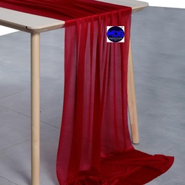 MDS 25 Pack 14ft Chiffon Table Runner 29 x 170 Inches Sheer Wedding Runner Romantic Rustic Table Runner for Wedding Decorations, Birthday Parties, Bridal Shower Party Arch Decor - Apple red