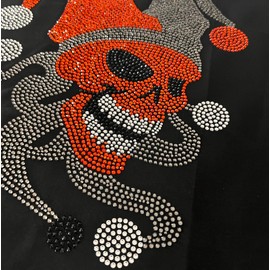 Clown Skull Iron on Transfer Bling Bling Applique Decal, Heat Transfer Clown Skull Patch, Rhinestone Clown Skull Applique, Hot fix Clown Design,Iron Transfer Design