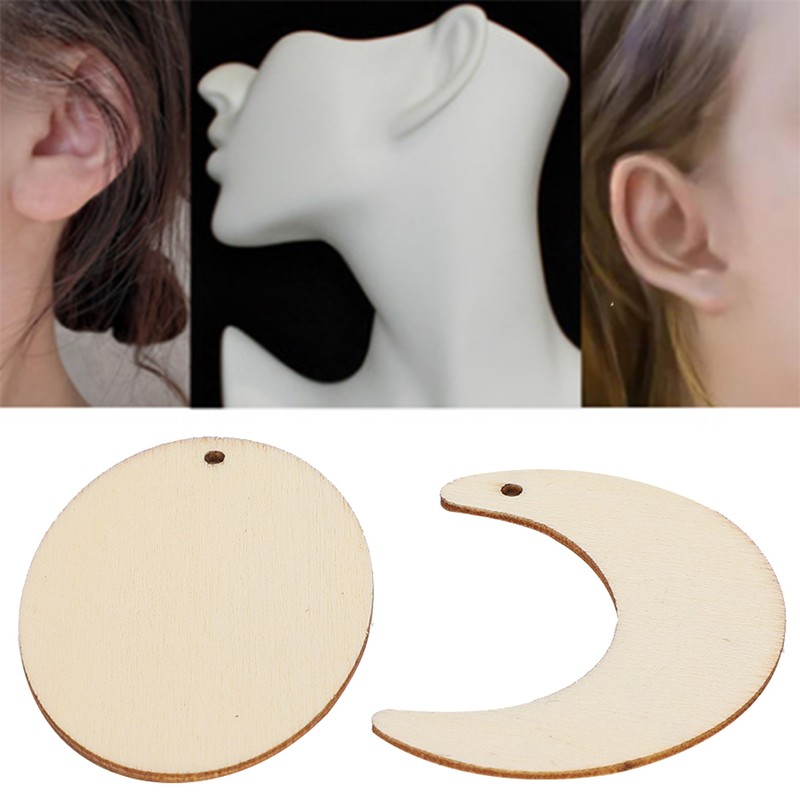 Wood Ornament Pieces Unfinished Wood Blank Earrings DIY Hand‑made Craft