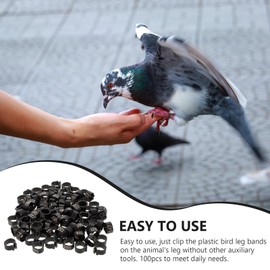 iplusmile Bird Leg Rings, 100 Pcs Numbered Pigeon Foot Rings, Plastic Bird Leg Band Rings for Pigeon Poultry Bird (Black)