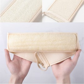 Exfoliating Loofah Back Scrubber for Shower, Natural Luffa Loofah Pad Bath Brush Body Bath Sponge, Double Side Scrubbing Strap Back Washer for Men & Women (Back Scrubber)