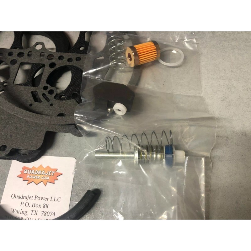 Quadrajet Complete Premium Rebuild Kit. Float and filter included Chevy