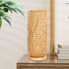 Xisakaca Bamboo Table Lamp, Handmade Boho Wicker Woven Desk Night