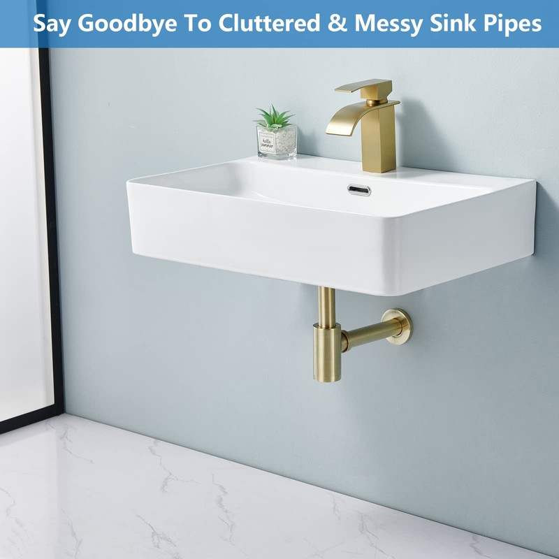 Heixutas Brass P Trap with Bathroom Sink Stopper : 1-1/4