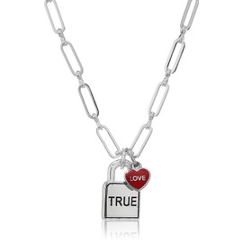 True Love Padlock 18 in. Necklace, SS