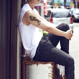 Yesallwas Tattoo Stickers, Dragon Tattoo , Realistic, Japanese Design, Japanese Carving, Body Stickers, Waterproof, Men's, F: 6 Piece Set (3.5 x 7.5 inches (9 x 19 cm))