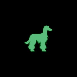 Afghan Hound Dog Silhouette Glow in The Dark Sticker Decal for Phone Tablet Laptop Car Truck Window | 4" Sticker | Green
