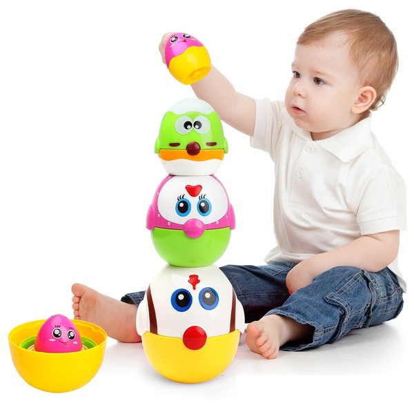 Easter Egg Toys Basket Stuffers for Toddler, 8 Pcs Nesting