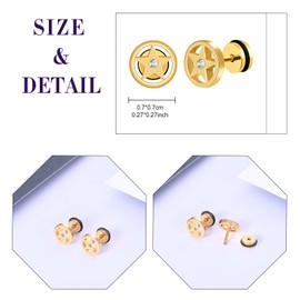 feilok pentagram Stud Earrings for Women Men Stainless Steel Piercing Huggie Ear Jewelry gold