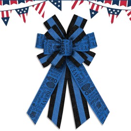 Hying Large Police Support Bows for Wreath, Thank a Police Day Wreath Bows Law Enforcement Officers Bows Royal Blue Burlap Craft Bows for Front Door National Police Week Patriotic Decorations Supplies
