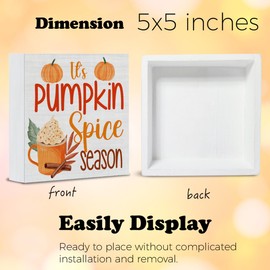 Fall Home Decor Pumpkin Decorations It's Pumpkin Spice Season Wooden Sign Rustic Home Decor 5 x 5 Inches