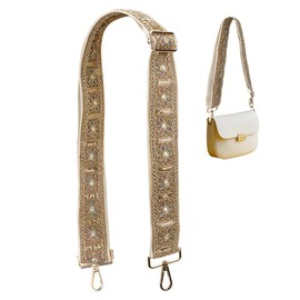 WEBEEDY Adjustable Crossbody Purse Strap, 2 Inch Wide Embroidered Lace Sequins Purse Crossbody Strap Replacement Shoulder Bag Handbag Straps for Women, 78.5cm/30.9 Inch