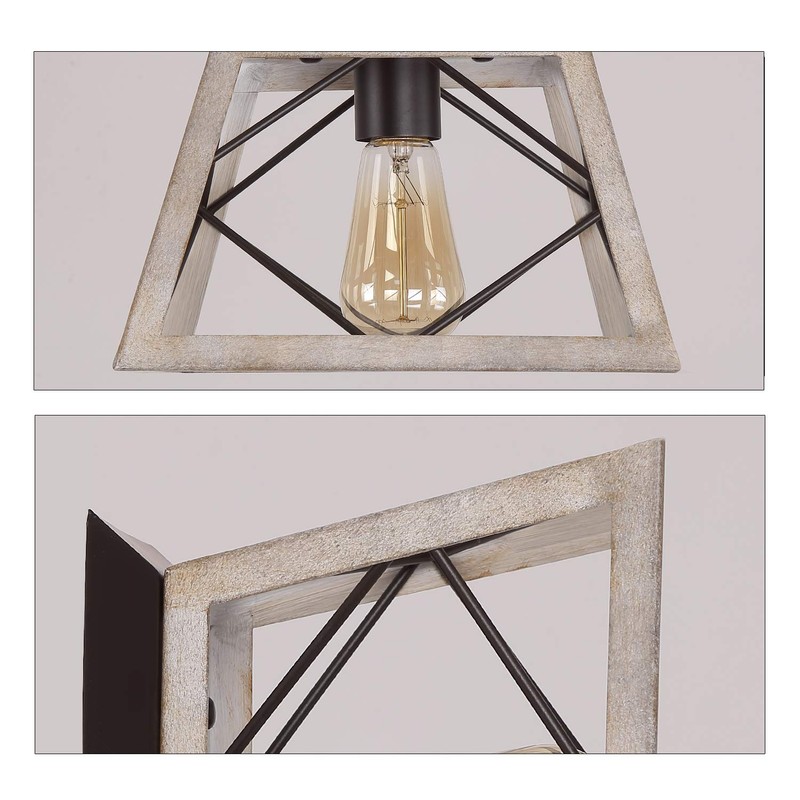 Q&S Rustic Farmhouse Ceiling Light Fixture Flush Mount Vintage Ceiling