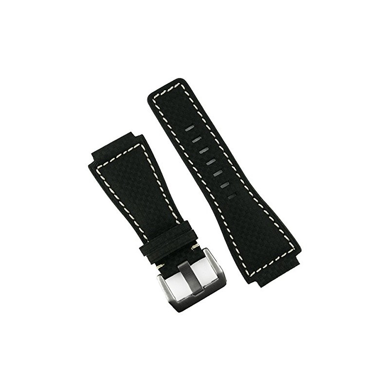 B & R Bands Black Carbon Fiber Style White Stitch