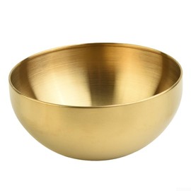 1 x 12 15 20 cm Stainless Steel Fruit Salad Bowl Silver & Gold Soup Rice Noodle Ramen Bowls Multipurpose Kitchen Clothes (15cm Gold)