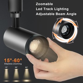 15W LED Track Lighting Heads H Type 3-Color Zoomable Track Light Heads Dimmable Bright Ceiling Spotlight Fixtures Accent Art, 3000K 4000K 5000K Adjustable,Flicker Free CRI90+ 15°-60° 1500lm 4 Pack