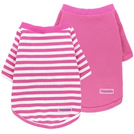 2 Pieces Puppy Clothes Stripe Dog Clothes for Small Dogs Summer Dog Shirt Cute Soft Puppy Clothes Bresthable Chihuahua Cat Clothes (X-Small)