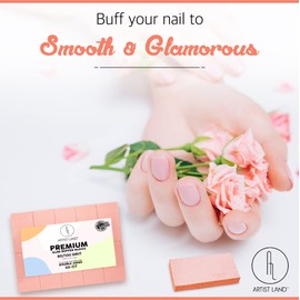 Artist Land Slim Orange Buffer Set – (80/100 Grit) - 50 Ct- Professional Grade Salon Quality Nail Buffing Blocks Pack for Pre-Application of Polish, Gel, Acrylic, Double-Sided Nail Buffer Blocks