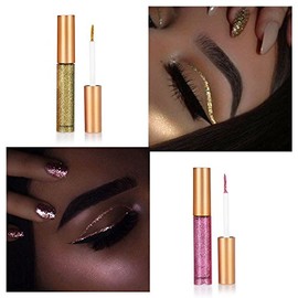 10Pcs / Set Delineador de ojos brillante a prueba de agua, delineador de ojos líquido delineador de ojos con brillo de diamante Lápiz delineador de ojos metálico brillante líquido Maquillaje de somb