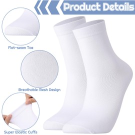 Zuimei 6 Pairs Women Cotton Socks, Soft Breathable White Crew Casual Socks Ladies Sock for Women Girls, Size UK 6-9