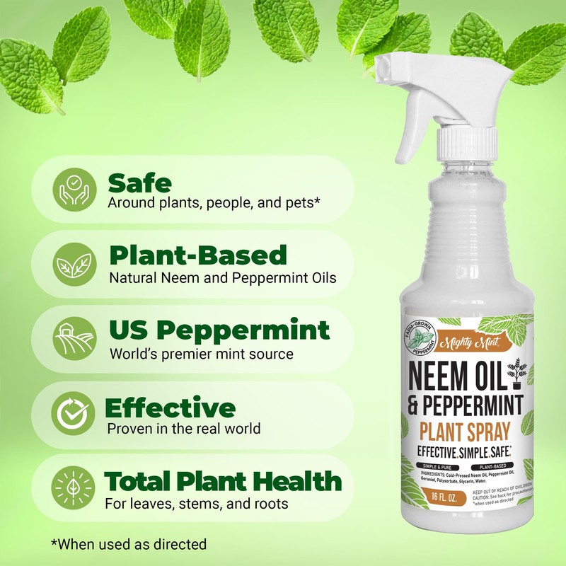 Mighty Mint Neem Oil & Peppermint Cold-Pressed Plant Nutrient Spray,