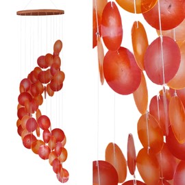 ART-CRAFT Capiz Shell Chain Garland Spiral Orange as Hanging Decoration for Windows or Decoration Living Room Garden Decoration Length 90 cm