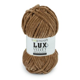 Chenille Wolle, Dunkel Beige, Loopncraft, 100g, Lux Velvet, Super Weiches Samtgarn