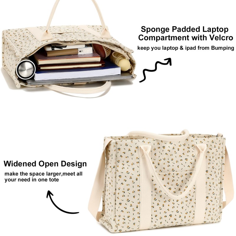 Laptop Tote Bag for Women Work 15.6 inch Canvas Shoulder