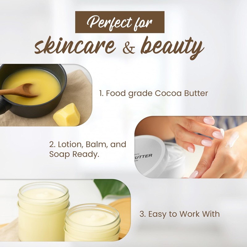 2 Lb Cocoa Butter: Pure, Raw, Unprocessed. Incredible Quality and