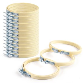 TINDTOP 16 Pieces 4 inch Embroidery Hoops, Bamboo Frame Circle Cross Stitch Hoop Ring Embroidery Hoops Set for Embroidery and Cross Stitch