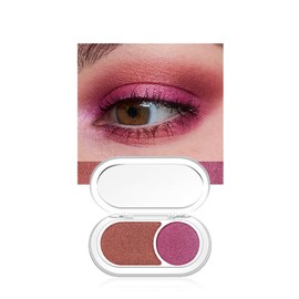 JUAAZIN Copper Browm Roses Pink Shimmer Eyeshadow Double Colors Palette, High Pigment Eye Shadow Powder, Blendable Smooth and Texture Waterproof,Smudge-proof,Durable and Long-lasting Makeup Palette 04