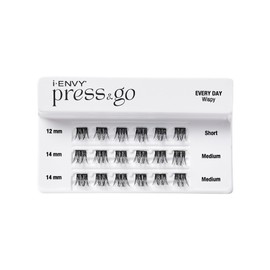 i-ENVY Press&Go Self-Adhesive Eyelashes, No Glue Needed False Eyelash Clusters, Easy Application 1 Step Press-On Lashes, No Damage or Residue (Every Day Wispy)