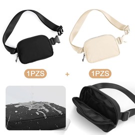 2 Piezas Cangurera Deportiva,Riñonera Running para Hombre y Mujer,Multibolsillo Interior y Exterior,Gran Capacidad,Impermeable,Diseño Ligero,Adecuado para Correr, Deportes, Viajes (Negro+Caqui)