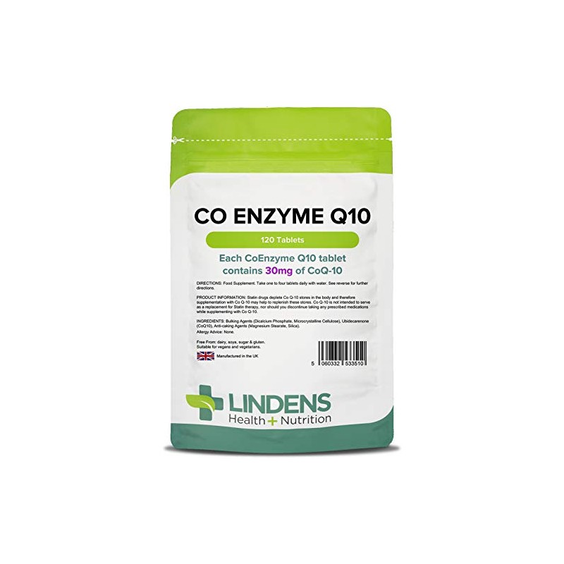 Lindens Coenzyme Q10 30mg - 120 Tablets- Popular for Statin