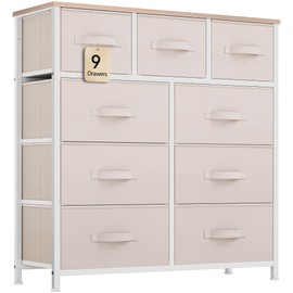 YITAHOME Dresser with 9 Drawers - Fabric Storage Tower, Organizer Unit for Living Room, Hallway - Sturdy Steel Frame, Wooden Top & Easy Pull Fabric Bins
