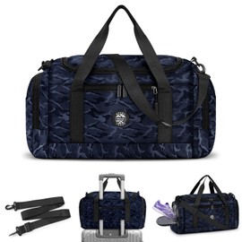 Dakuly Maleta Deportiva,Mochila Gym para Hombre y Mujer con Compartimento para Zapatos,Bolso de Viaje con Bosillo Impermeable,Gran Capacidad,para Natación,Gimnasio,Yoga,Viajes(Azul)