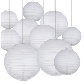 SELPONT inese White Hanging Paper Lantern in 4” 6” 8” 10” 12” Great for Wedding and Party Decorations