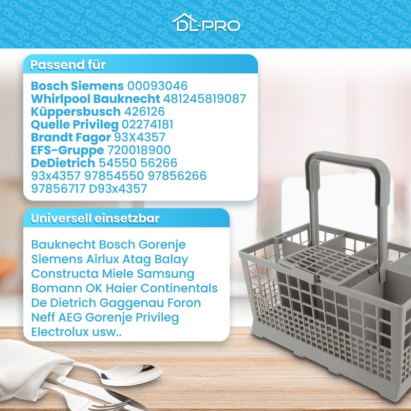 DL-pro Universal Dishwasher Cutlery Basket 24.5 x 14 cm Cutlery