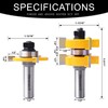 Tongue and Groove Router Bit Set 1/2 Shank,Newdeli 1-1/4" Stock