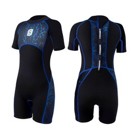 Summshall Kids Wetsuit 2.5mm Shorty One Piece Children Wetsuits UV Protection Back Zip Thermal Swimsuits for Boys Girls Keep Warm Stretch Diving Suit for Water Sport