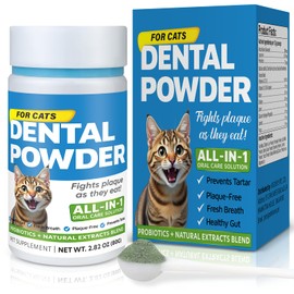 Spanielbuns Cat Dental Care Powder Bad Breath Treatment for Cats Teeth, Mouth, Gums & Gut, Plaque Off,Tartar Control, Help Feline Gingivitis and Stomatitis, with Natural Extracts & Probiotics