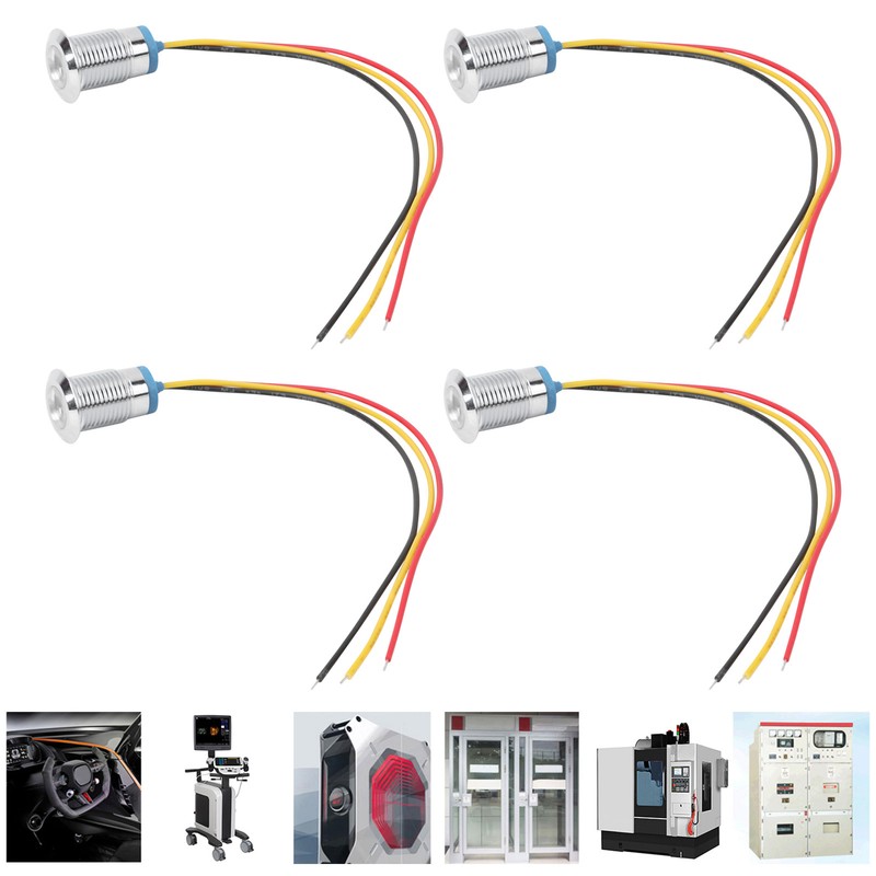 4 Sets PreWired Round LEDs Waterproof 2Color Light Common Anode