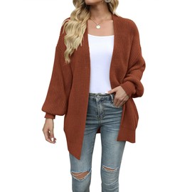 Women's Open Front Chunky Long Cardigan Oversized Solid Long Sleeve Knitted Sweaters